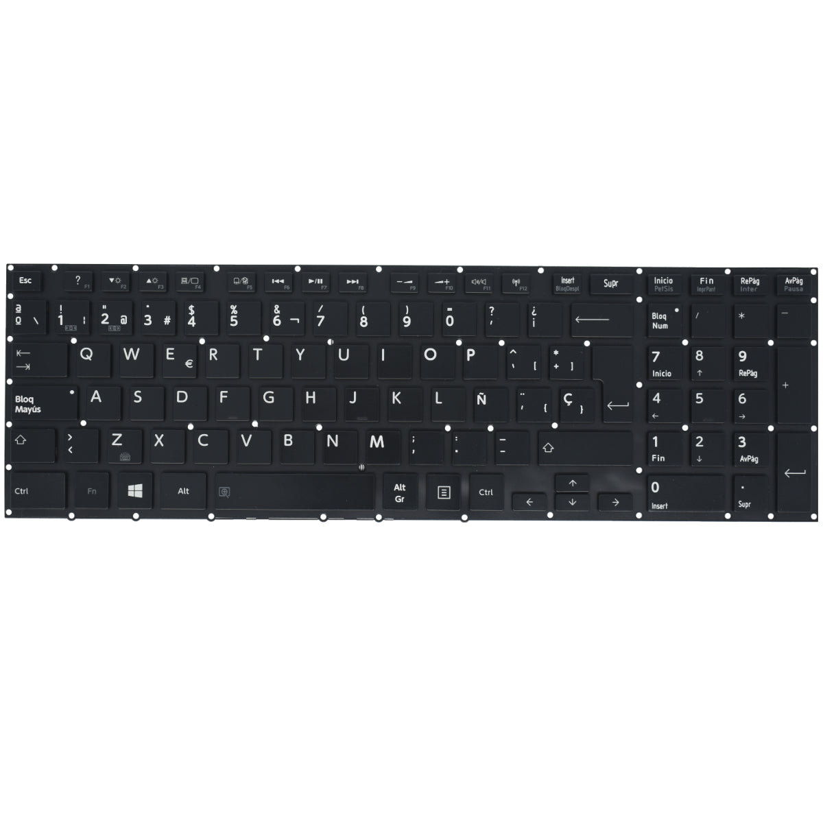 TEC504 Teclado color Negro (SP) para Toshiba P55, P75, P55T, P70, P50t, P70t Negro Luminoso Series - Tecnología AltérCo