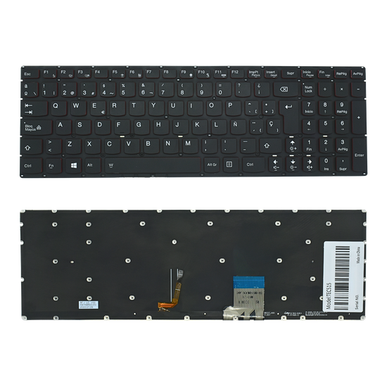 TEC515 Teclado color Negro (SP) para Lenovo Y50, Y50P, Y50-70, Y50-80, U530 U530P Series Luminoso