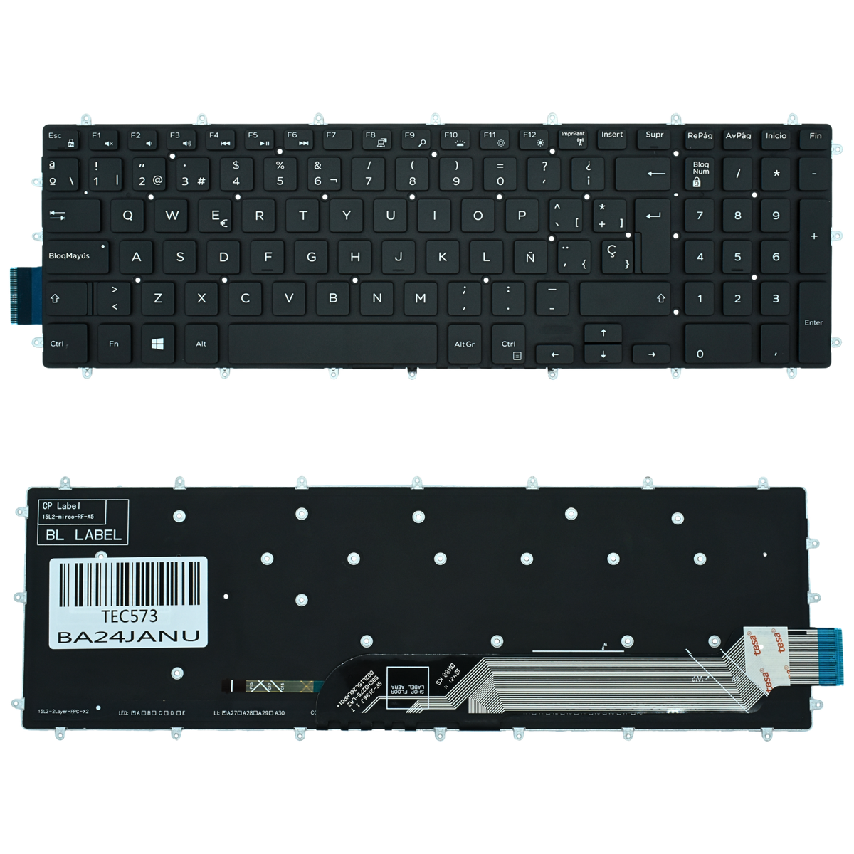 TEC573 Teclado color NEGRO (SP) para Dell Inspiron 15 Gaming 15-7566 15 5567 5565 17 7000 Series 17-7778 17-7779 BACKLIGHT (SIN MARCO) - Tecnología AltérCo