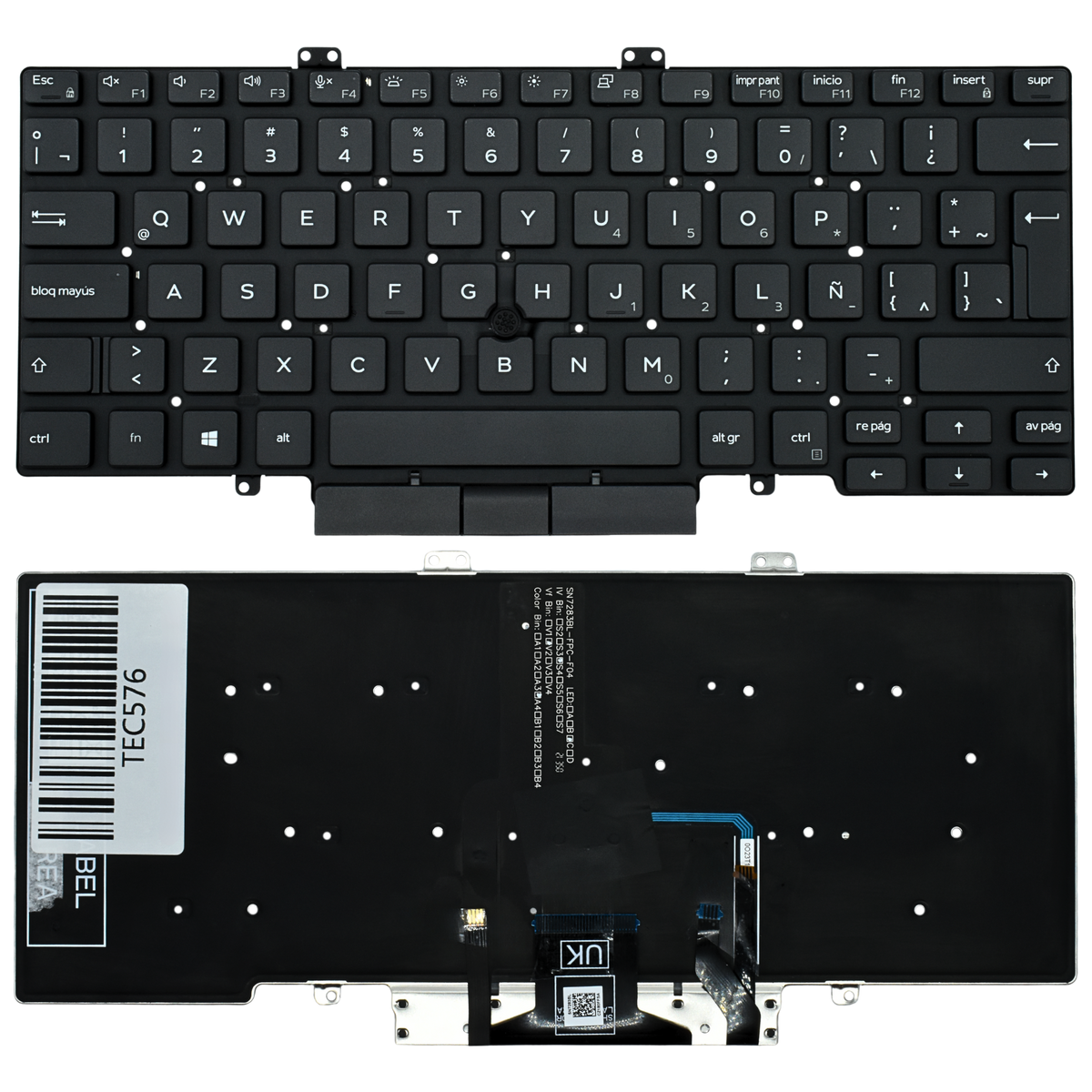 TEC576 Teclado color NEGRO (SP) para DELL Latitude 7400 5400 7410 L3400 3400 BACKLIGHT - Tecnología AltérCo