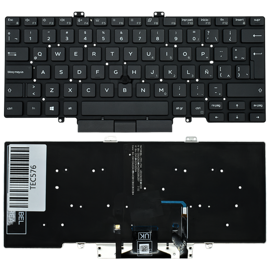 TEC576 Teclado color NEGRO (SP) para DELL Latitude 7400 5400 7410 L3400 3400 BACKLIGHT