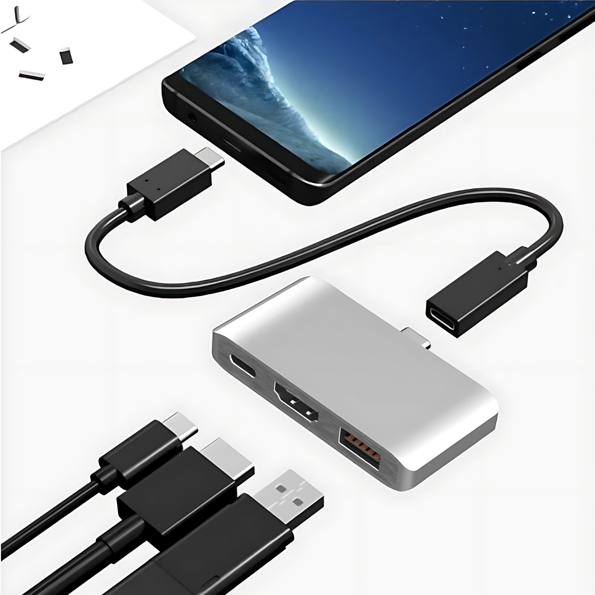 TYC-006 Adaptador HUB Tipo C para Celular con Puertos Tipo C / HDMI / USB 3.0 - Tecnología AltérCo