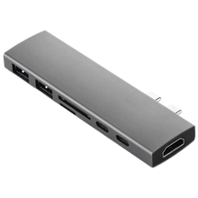 ADAPTADOR TIPO C TYC-008 Adaptador HUB 7 en 1 DUAL Tipo C con Puertos 2x Tipo C / HDMI / 2x USB 3.0 / TF CARD / SD CARD - Tecnología AltérCo