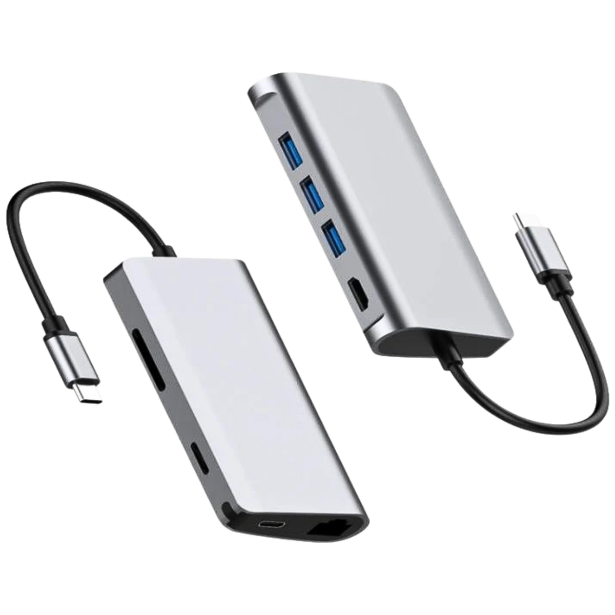 ADAPTADOR TIPO C TYC-009 Adaptador HUB Tipo C con Puertos Tipo C / HDMI / 3x USB 3.0 / TF CARD / SD CARD / RJ45 / 3.5mm Audio