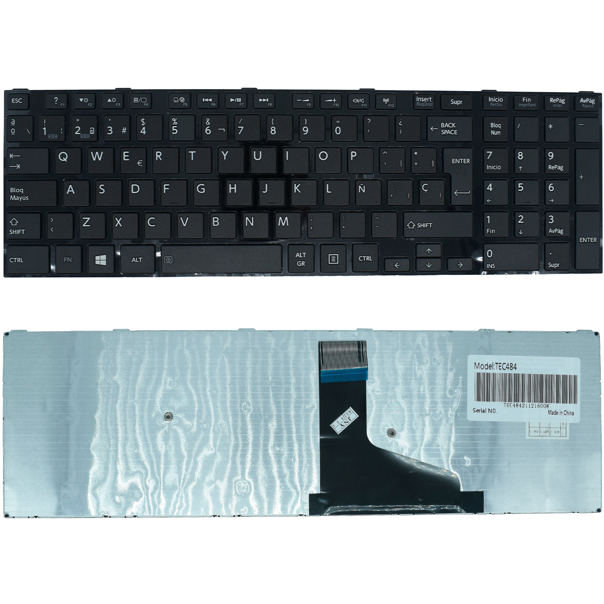 TEC484 Teclado color Negro (SP) para Toshiba Toshiba Satellite S50 S50d S50dt-a S50d-a S55 L50 - Tecnología AltérCo