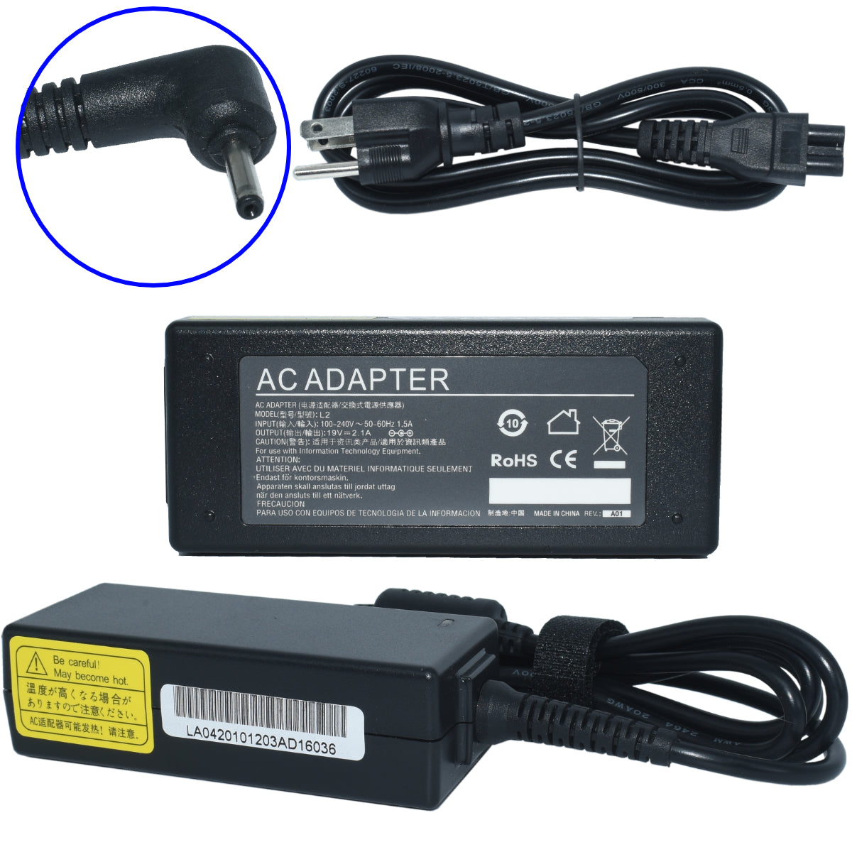 EK-L2 Cargador Asus Eee Pc 1001px 1001pxd 1005ha 40w 19v 2.1a