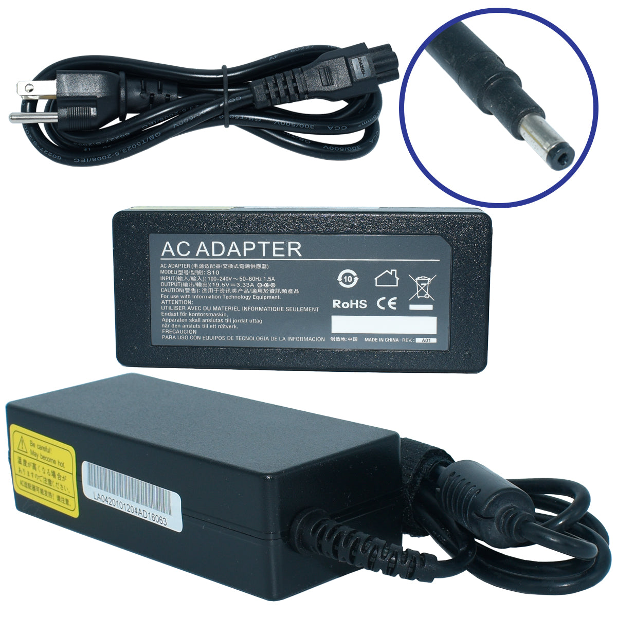 EK-S10 Cargador Adaptador Hp Envy 4 6 19.5v 3.33a 65w Punta Bullet