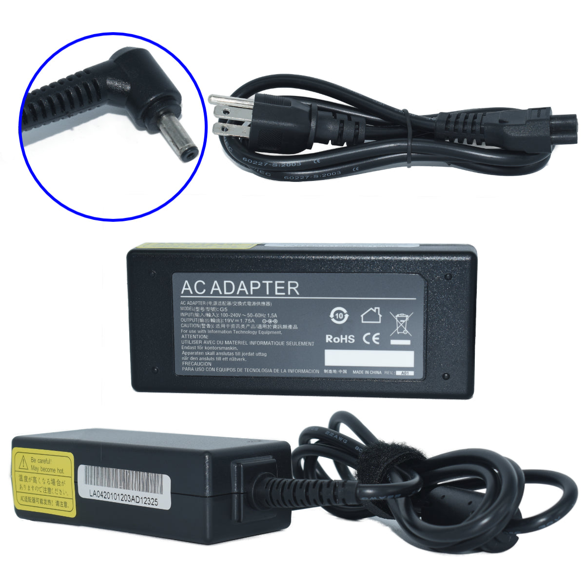 EK-G5 Cargador Laptop Asus X201e X202e F201e S200e 19v 1.75a 33w