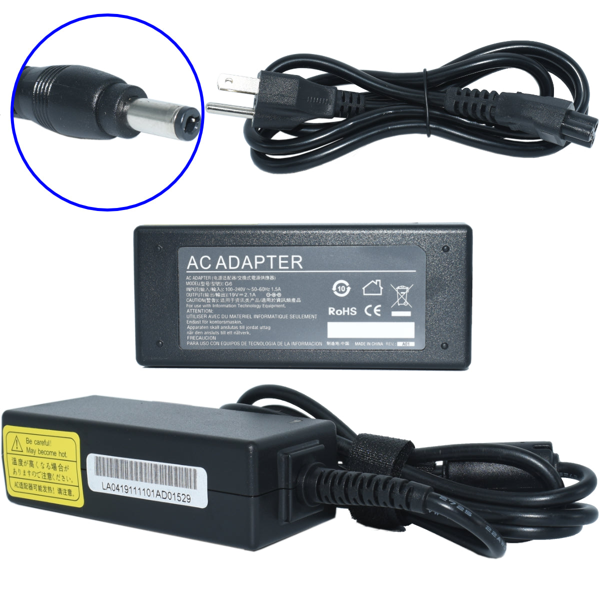 EK-G6 Cargador Toshiba Nb100 Nb200 Nb205 T210 T210d 40w 19v 2.1a