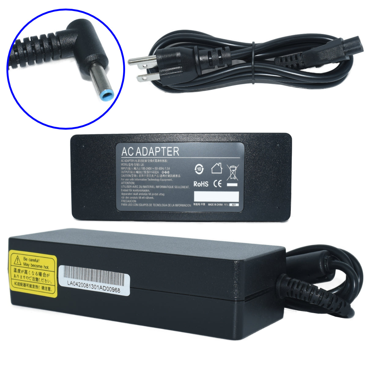 EK-L6 Cargador Punta Azul 90w 19.5v 4.62a Compatible Con Hp 14 15