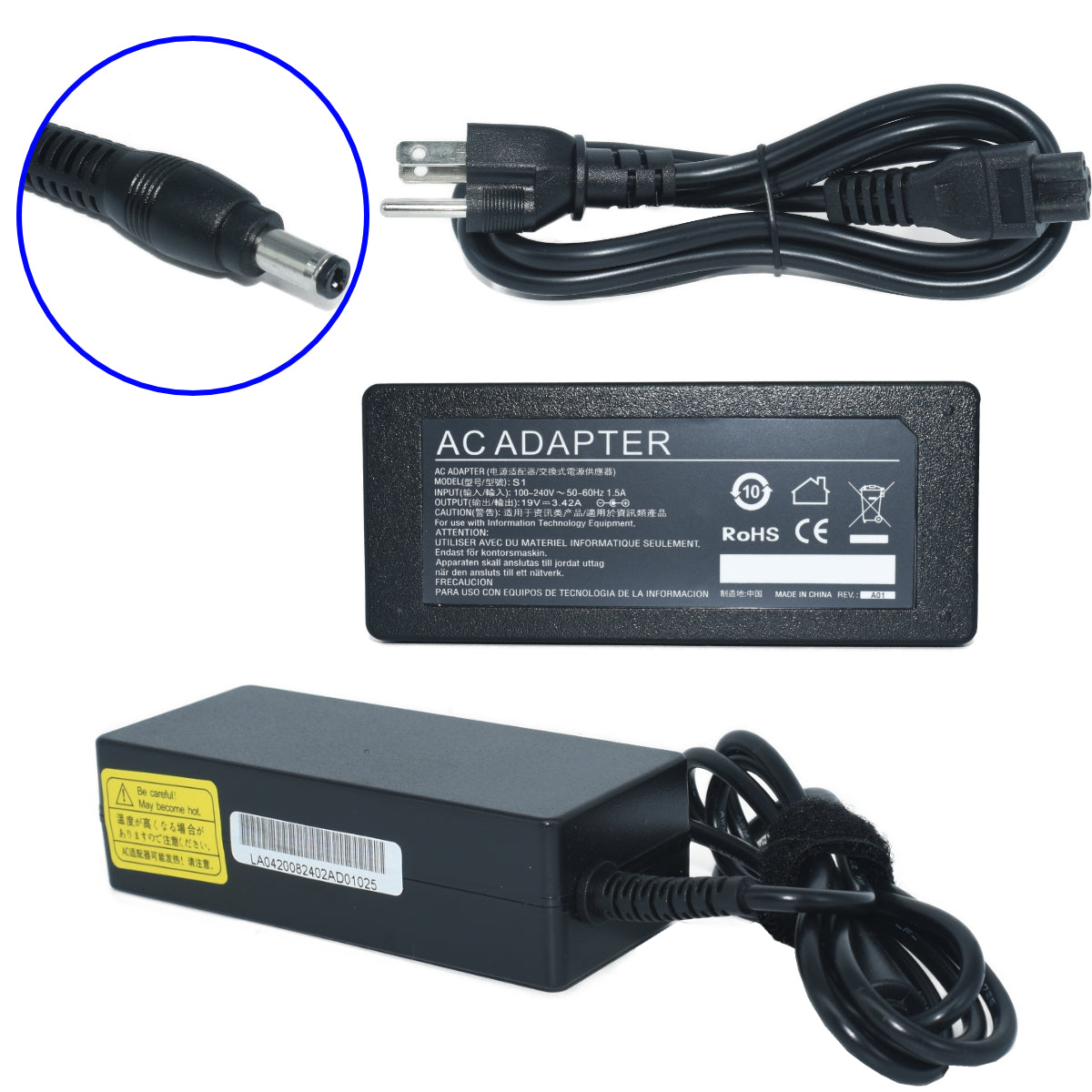 EK-S1 Cargador Toshiba L505 C655 Asus A43 K43 19v 3.42a 65w