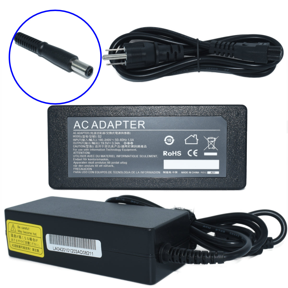 EK-S2 Cargador Dell E6430 E5470 E7450 19.5v 3.34a 65w 7.4 X 5.0