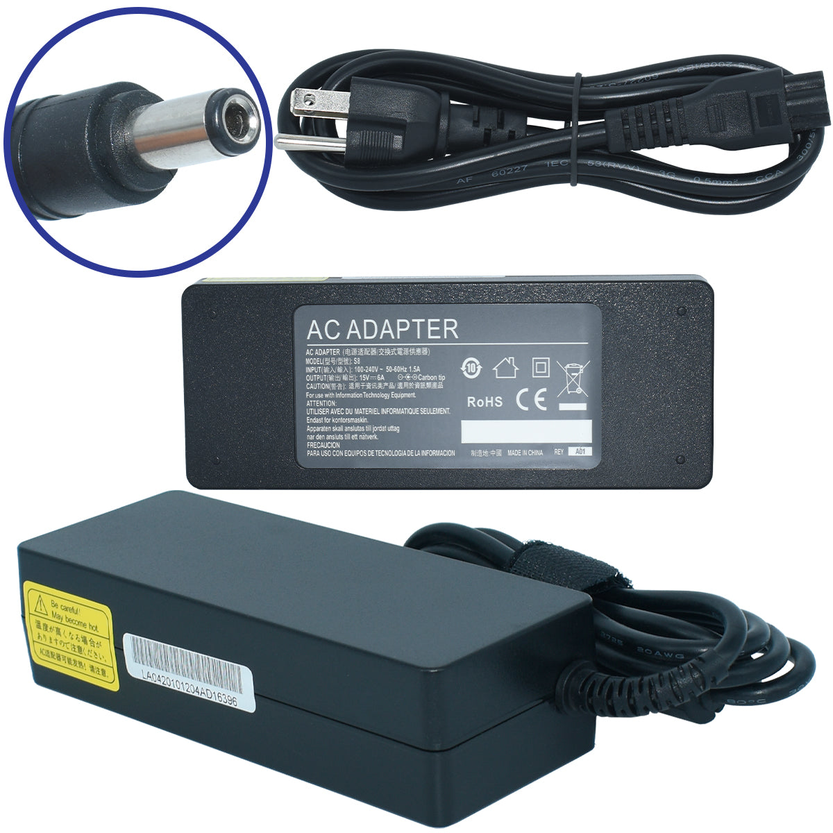 EK-S8 Cargador Adaptador Toshiba A10 M45 M55 M200 P105 15v 6a 90w