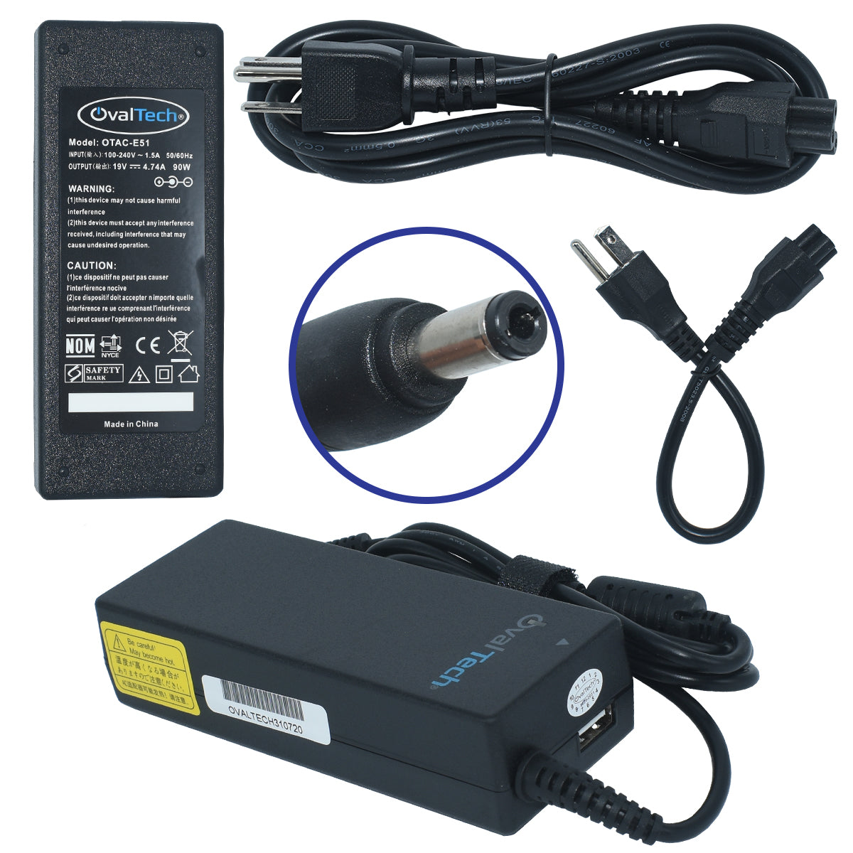 OTAC-E51 Cargador Ovaltech Toshiba Acer Hp 19v 4.74a 90w 5.5 X 2.5