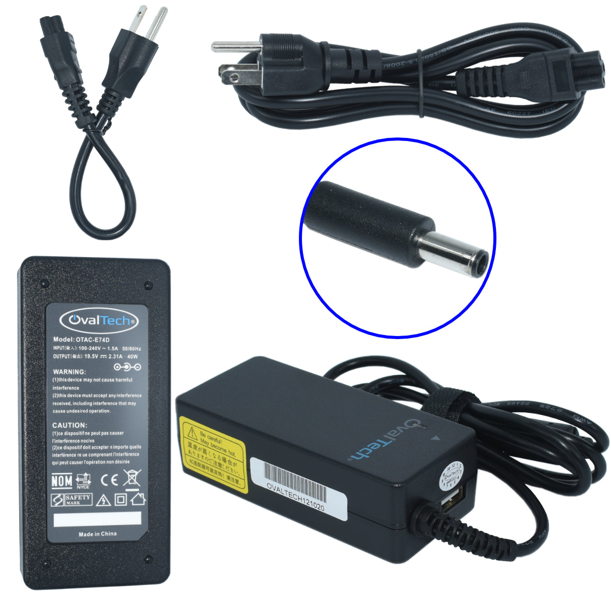 OTAC-E74D Cargador Ovaltech Dell Xps Punta Delgada 45w 19.5v 2.31a
