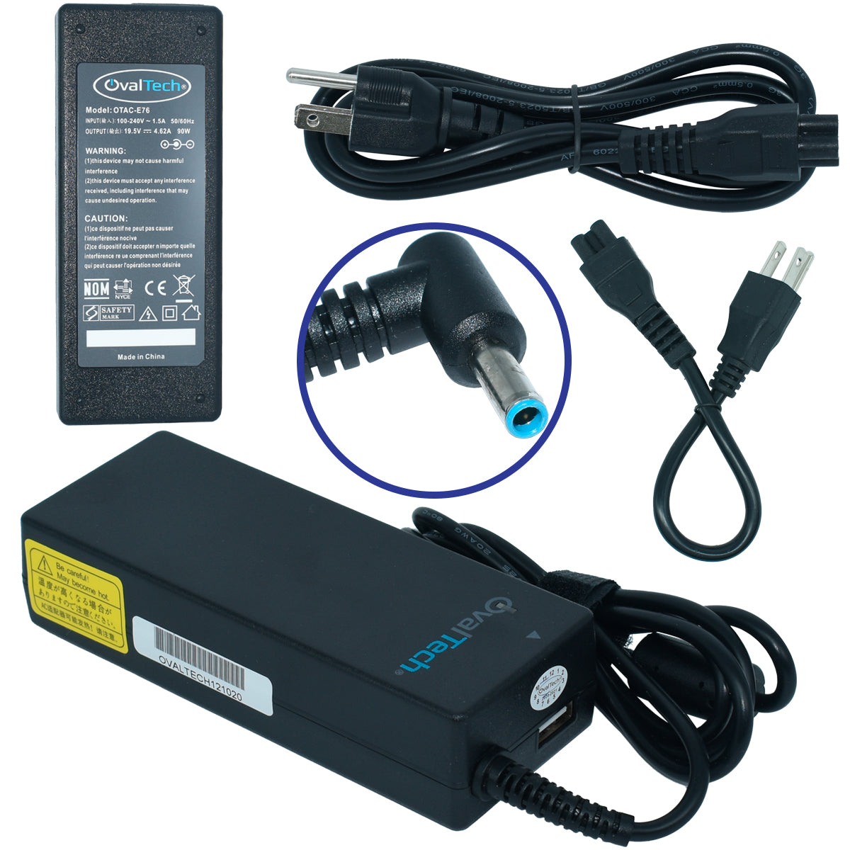 OTAC-E76 Cargador Ovaltech Hp Envy 14 17 15 Punta Azul 90w 19.5v 4.6a