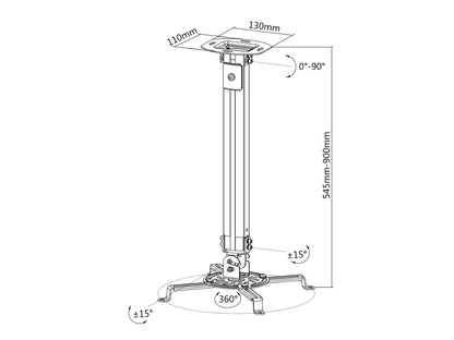 OVPR-900MM Soporte de Acero para Proyector 545-900MM / 360 Grados (Resistencia 13.5kgs) Marca Ovaltech - Tecnología AltérCo
