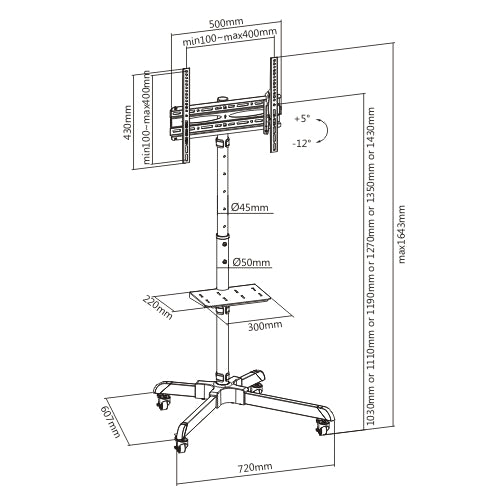 CARRITO STAND TV OVTV-CA3255 Soporte De Piso MÇ?Ǭvil Para TV De 32inch a 55inch (Resistencia 35kgs) Marca Ovaltech - Tecnología AltérCo