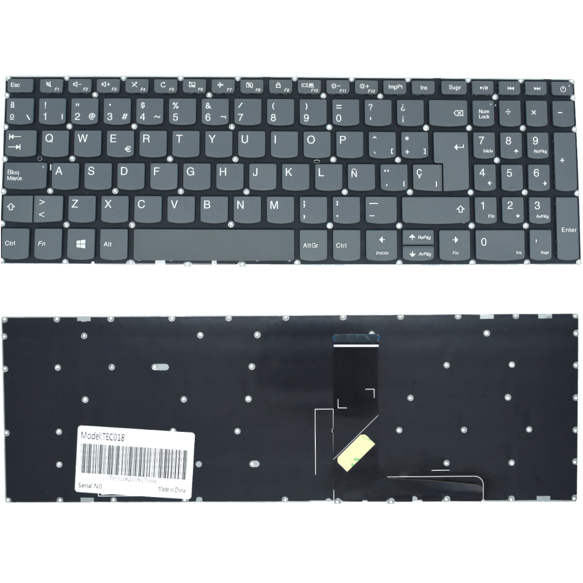 TEC018 Teclado color Negro (SP) para Lenovo IdeaPad 320-15 320-15IAP 320-15ABR 320-15AST 320-15ISK (Tecla Encendido / Numerico) - Tecnología AltérCo