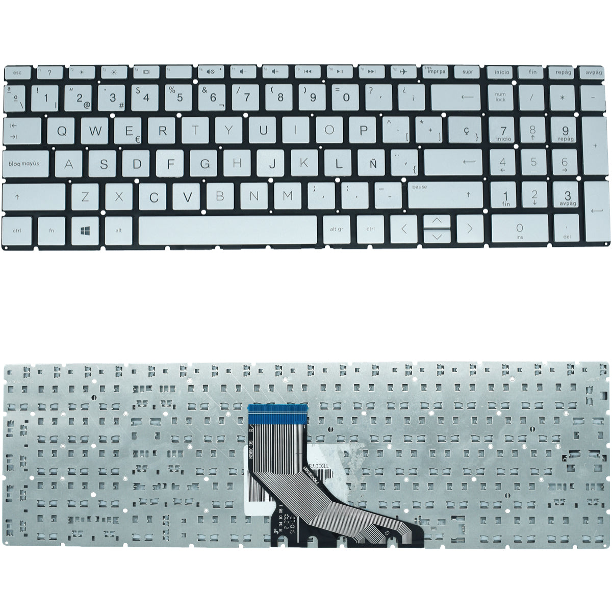 TEC073 Teclado color Plata (SP) para Hp 15-da 15-db 15-cs 15-db 15-cx 15-dr 250 G7 - Tecnología AltérCo