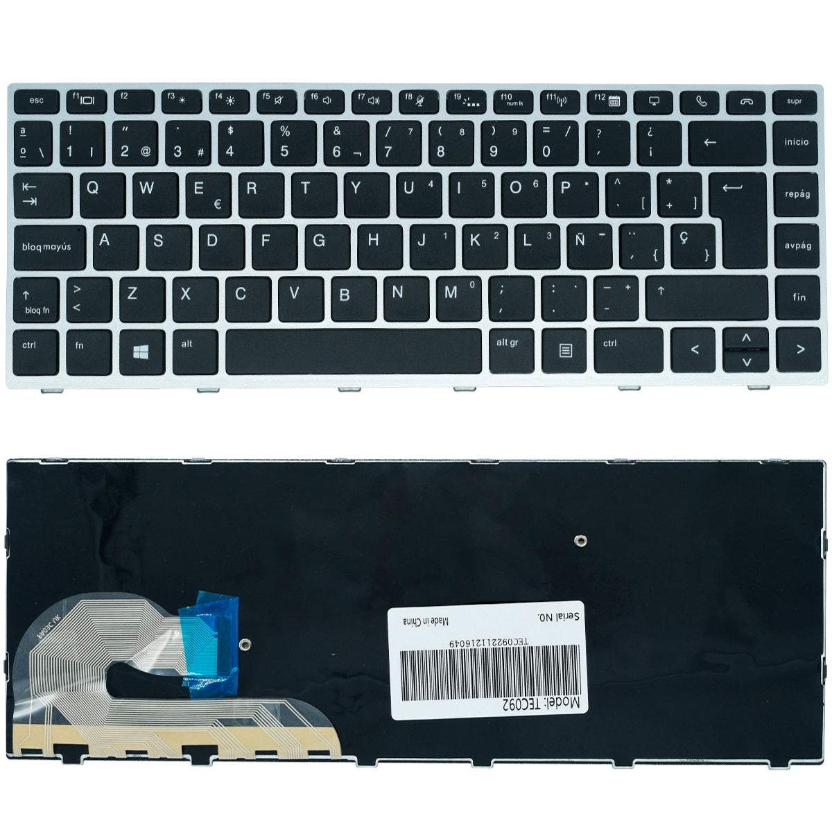 TEC092 Teclado color Negro (SP) para HP EliteBook 840 G5 846 G5 745 G5 (Marco Plata) - Tecnología AltérCo