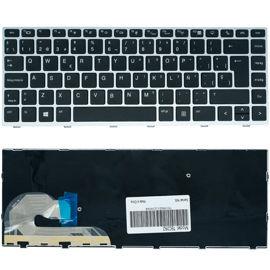 TEC092 Teclado color Negro (SP) para HP EliteBook 840 G5 846 G5 745 G5 (Marco Plata)