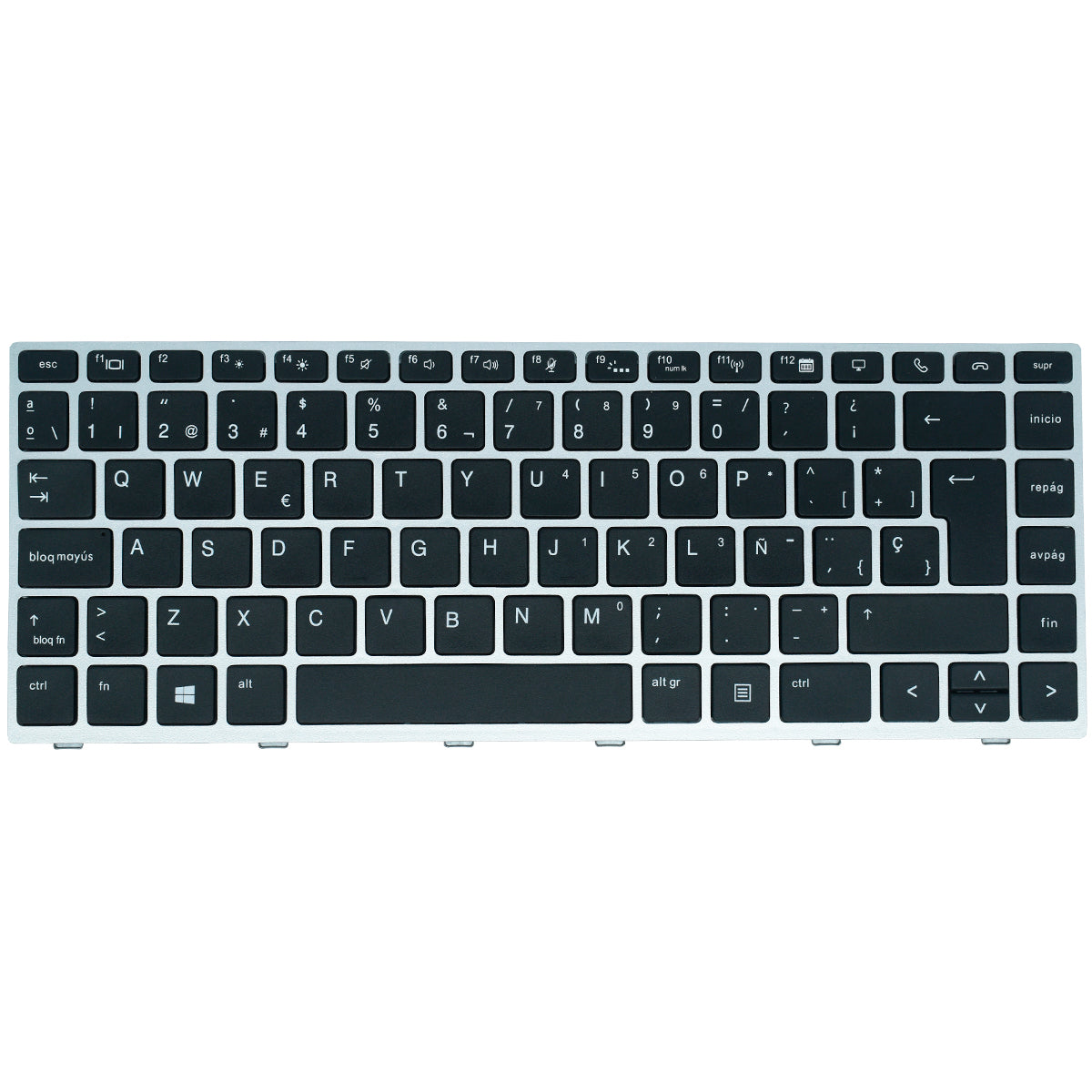 TEC092 Teclado color Negro (SP) para HP EliteBook 840 G5 846 G5 745 G5 (Marco Plata) - Tecnología AltérCo