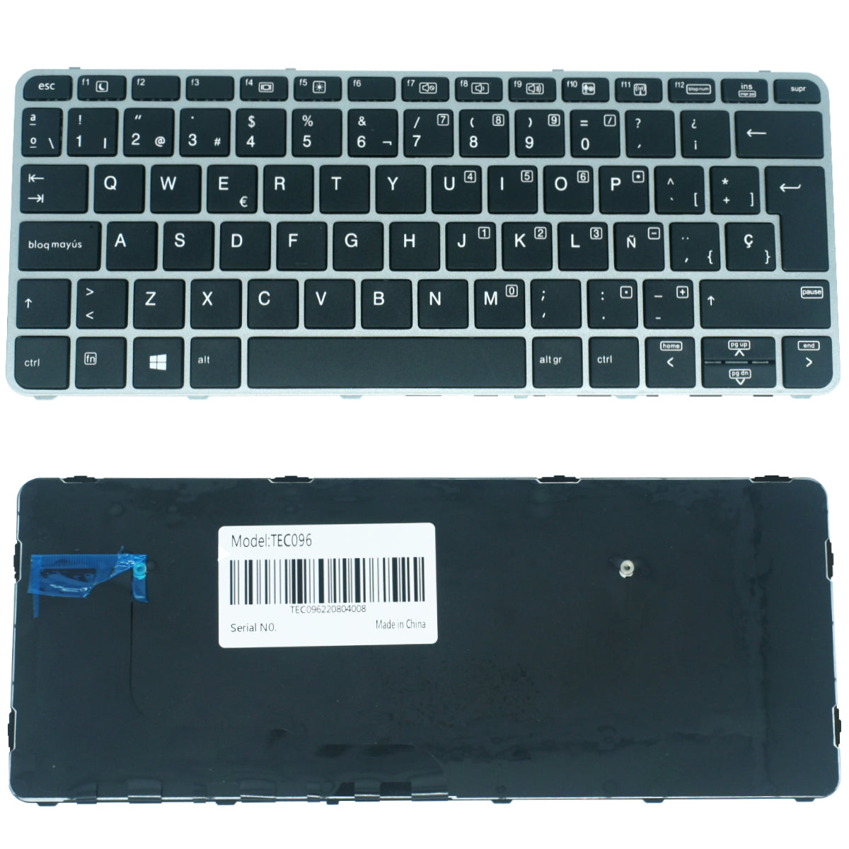 TEC096 Teclado color Negro (SP) para HP EliteBook 725 G3 G4 820 G3 G4 Marco Plata - Tecnología AltérCo