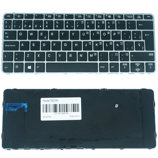 TEC096 Teclado color Negro (SP) para HP EliteBook 725 G3 G4 820 G3 G4 Marco Plata