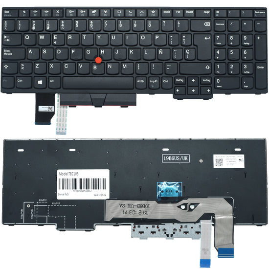 TEC105 Teclado color Negro (SP) para Lenovo ThinkPad L15 (Type 20U3, 20U4,20U7,20U8), L15 Gen 2 (Type 20X3 20X4)