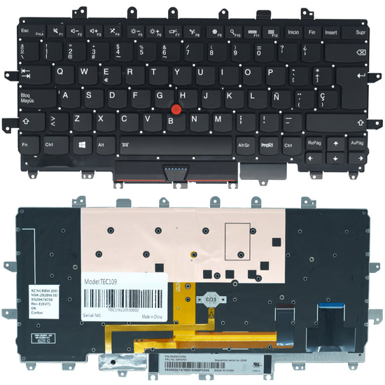 TEC109 Teclado color Negro (SP) para Lenovo ThinkPad X1 Carbon 4 GEN