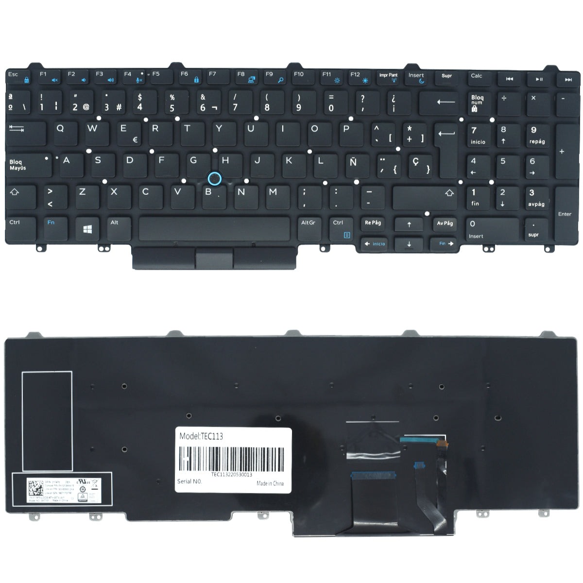 TEC113 Teclado color Negro (SP) para Dell Latitude E5550 E5570 E5580 Precision 5710 7510 SIN Backlight - Tecnología AltérCo