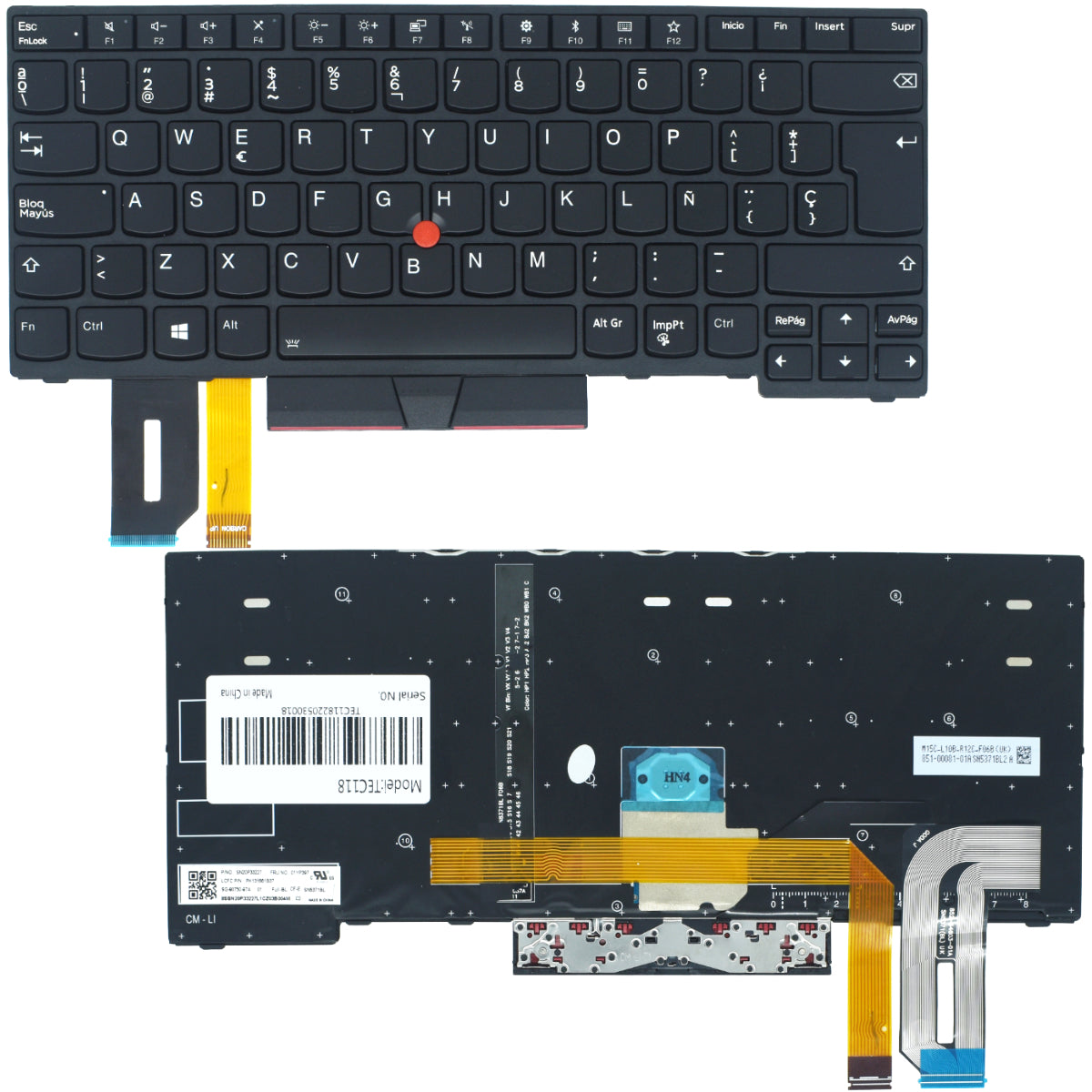 TEC118 Teclado color Negro (SP) para Lenovo Thinkpad E480 T490 E490 L380 BACKLIGHT - Tecnología AltérCo