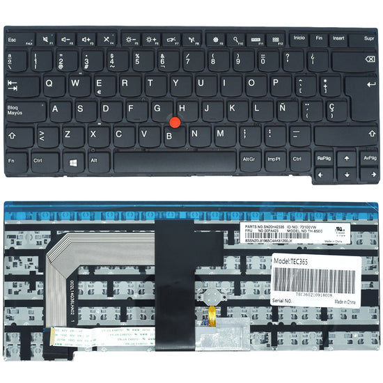 TEC365 Teclado color Negro (SP) para Lenovo Thinkpad T460S T470S (No compatible con T460 T460P T470 T470P) *Sin Backlight