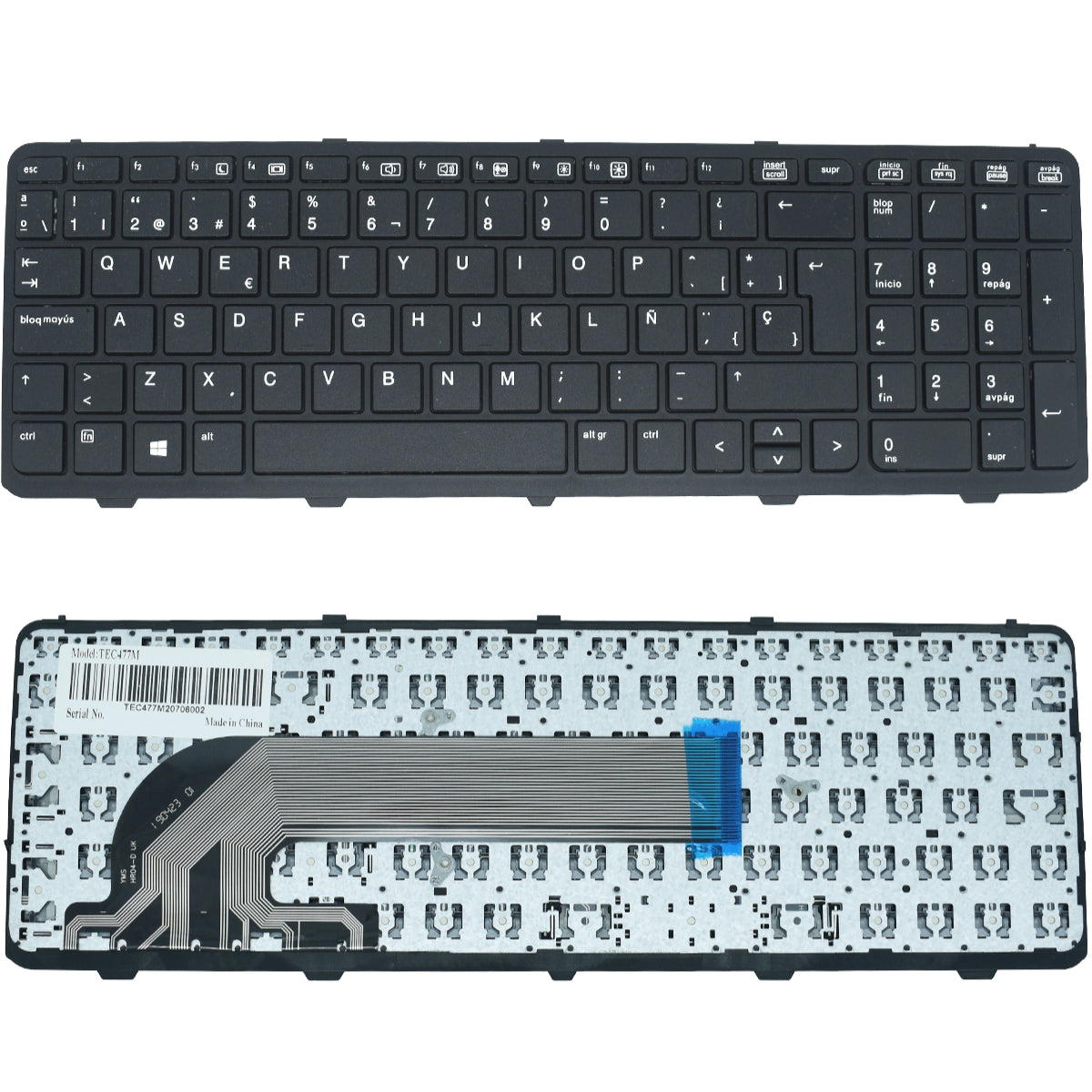 TEC477M Teclado color Negro Con Marco (SP) para HP ProBook 450 G0 450 G1 455 G1 FRAME - Tecnología AltérCo