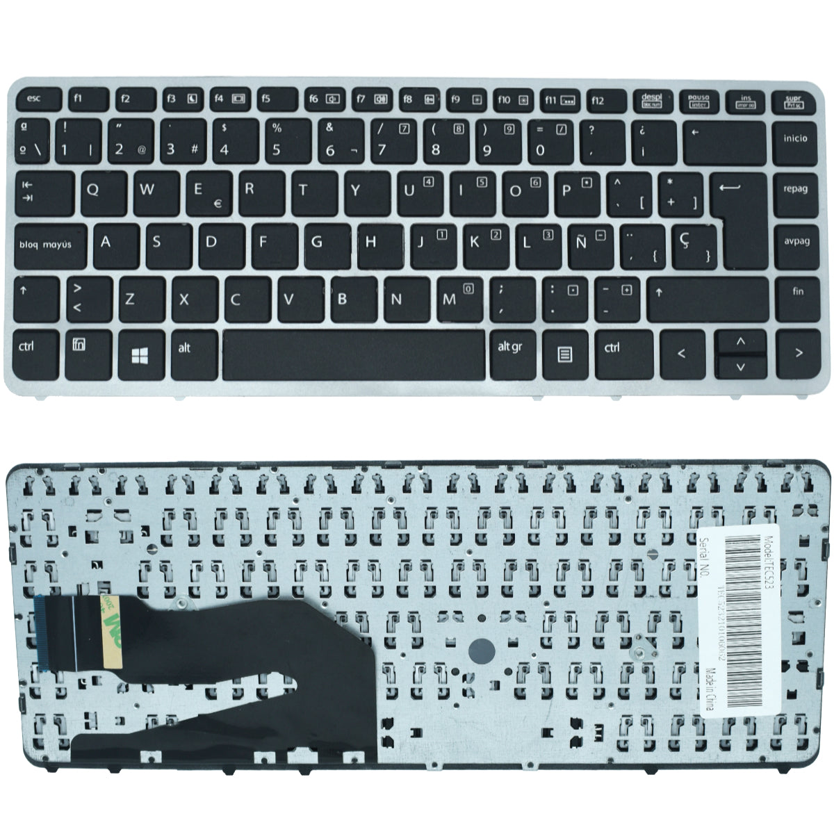 TEC523 Teclado color Negro (SP) FRAME PLATA para HP EliteBook 840 G1, 840 G2, 850 G1 Series - Tecnología AltérCo