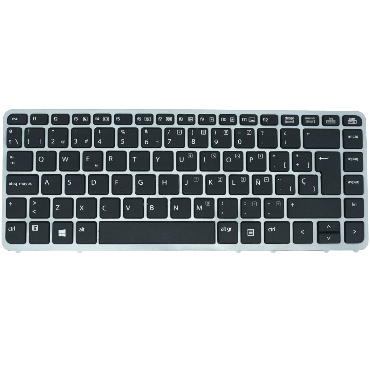 TEC523 Teclado color Negro (SP) FRAME PLATA para HP EliteBook 840 G1, 840 G2, 850 G1 Series - Tecnología AltérCo