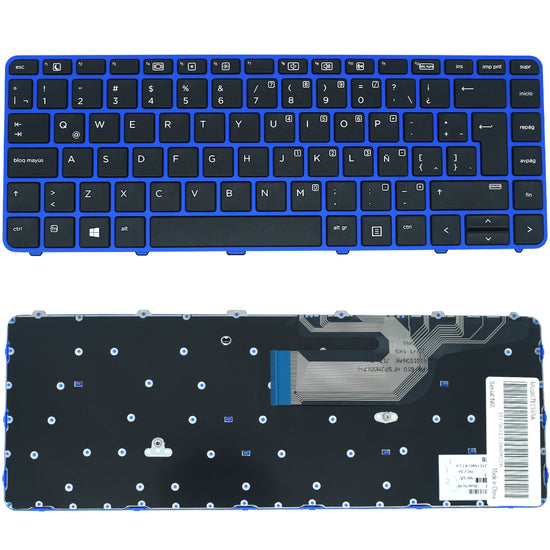 TEC565A Teclado color Negro (SP) para HP Probook 430 G3 , 430 G4 , 440 G3 , 440 G4 , 445 G3 , 640 G2 , 645 G2 (Marco Azul)