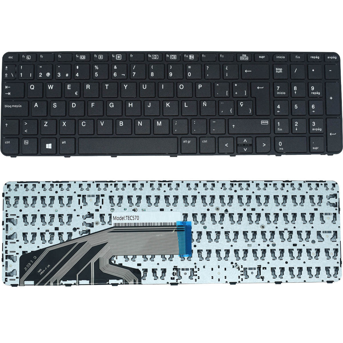 TEC570 Teclado color Negro (SP) para HP Probook 450 G3, 455 G3, 470 G3 , 650 G2 , 655 G2 CON MARCO - Tecnología AltérCo